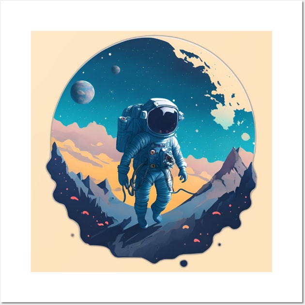 astronaut on the moon Wall Art by A&A